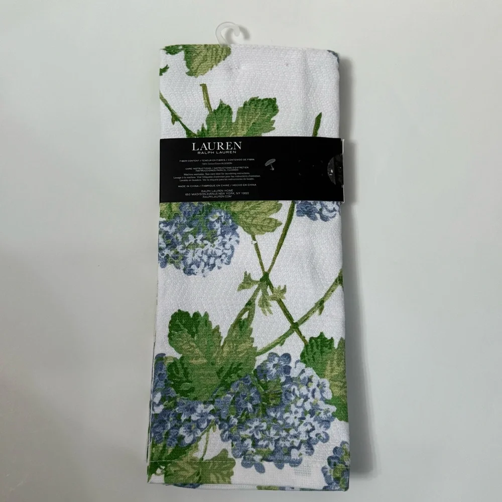 Lauren Ralph Lauren Hydrangea Kitchen Towels Set of 2 NEW